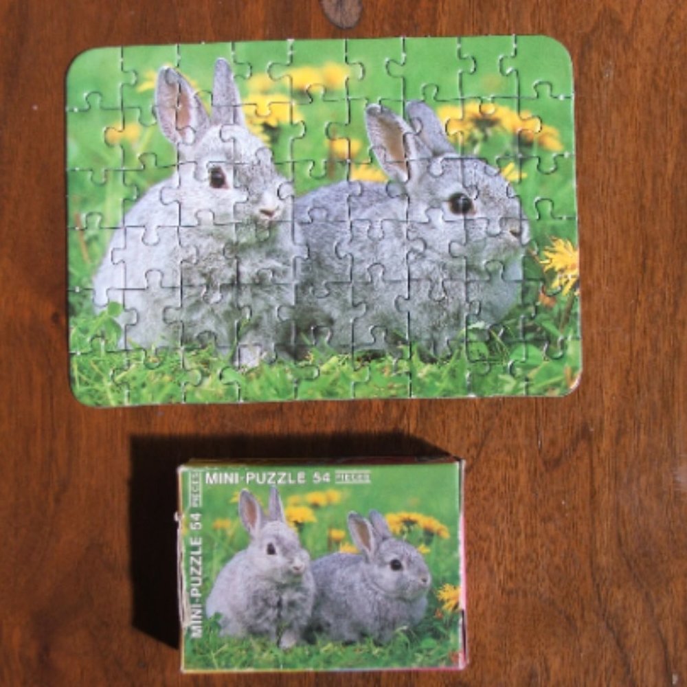 2 Jigsaws BUNNIES and KITTEN No Boxes Complete Vintage (P126)